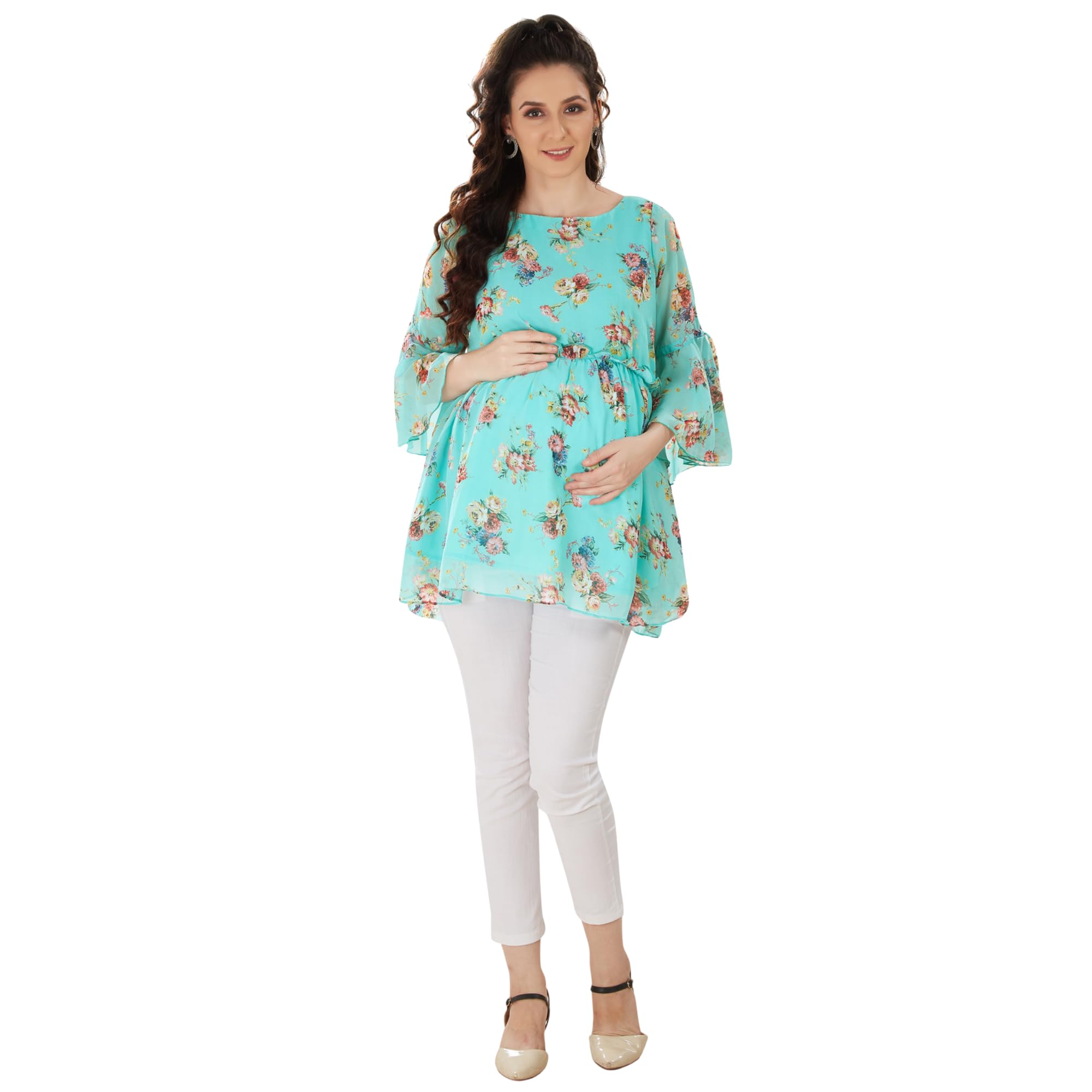 Aqua Marine Floral Maternity Top-picture-14