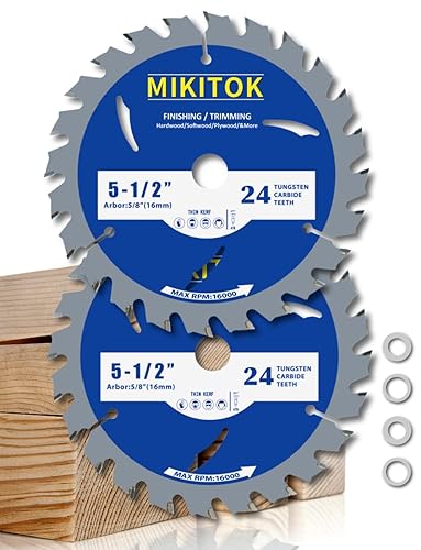 MIKITOK Hoja de sierra circular de 5 12 pulgadas, 24 dientes, corte suave, hoja de carburo de tungsteno para madera duramadera blandamadera