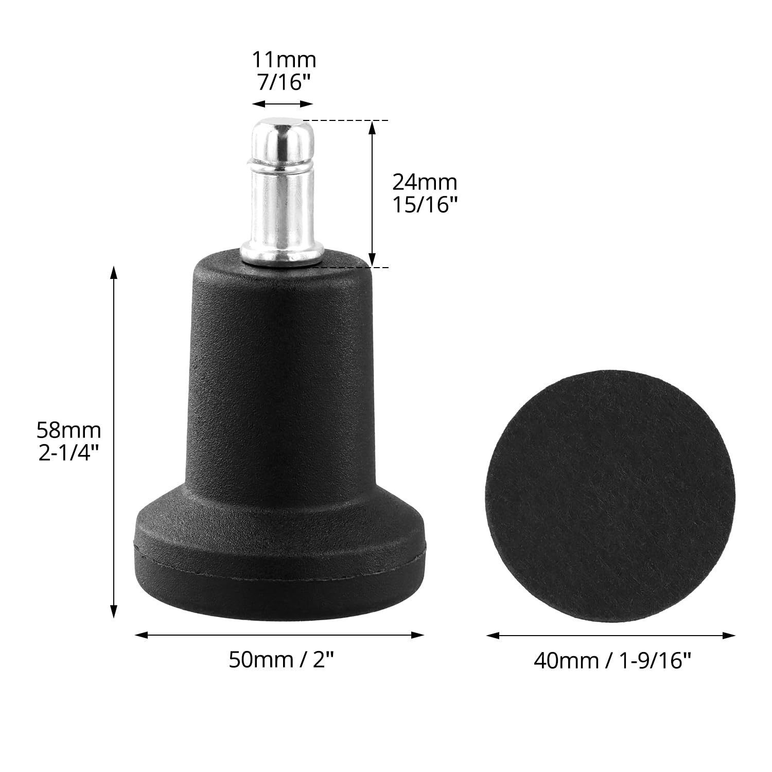 QWORK® 5 sztuk wymiennych prowadnic do krzeseł, okrągłe zamienne krzesło biurowe stoper ślizgowy z ramą 50 mm