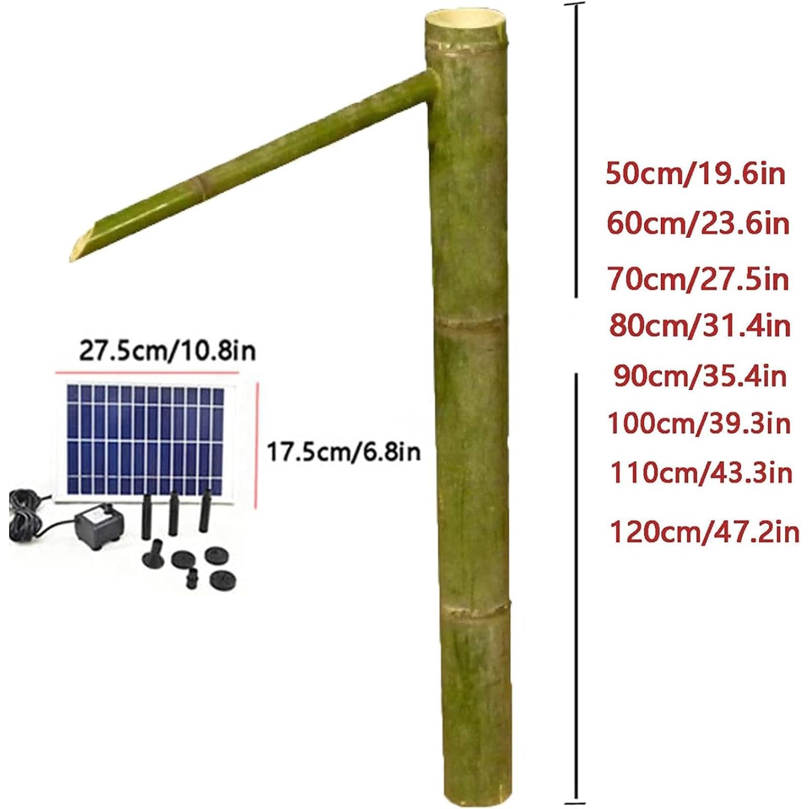 Fontana Solare, Fontana da Giardino in bambù Naturale Resistente alle spaccature, Fontana d'Acqua Zen Feng Shui, Decorazione con Acqua Corrente per Esterni, per Prati, Giardini e Cortili.