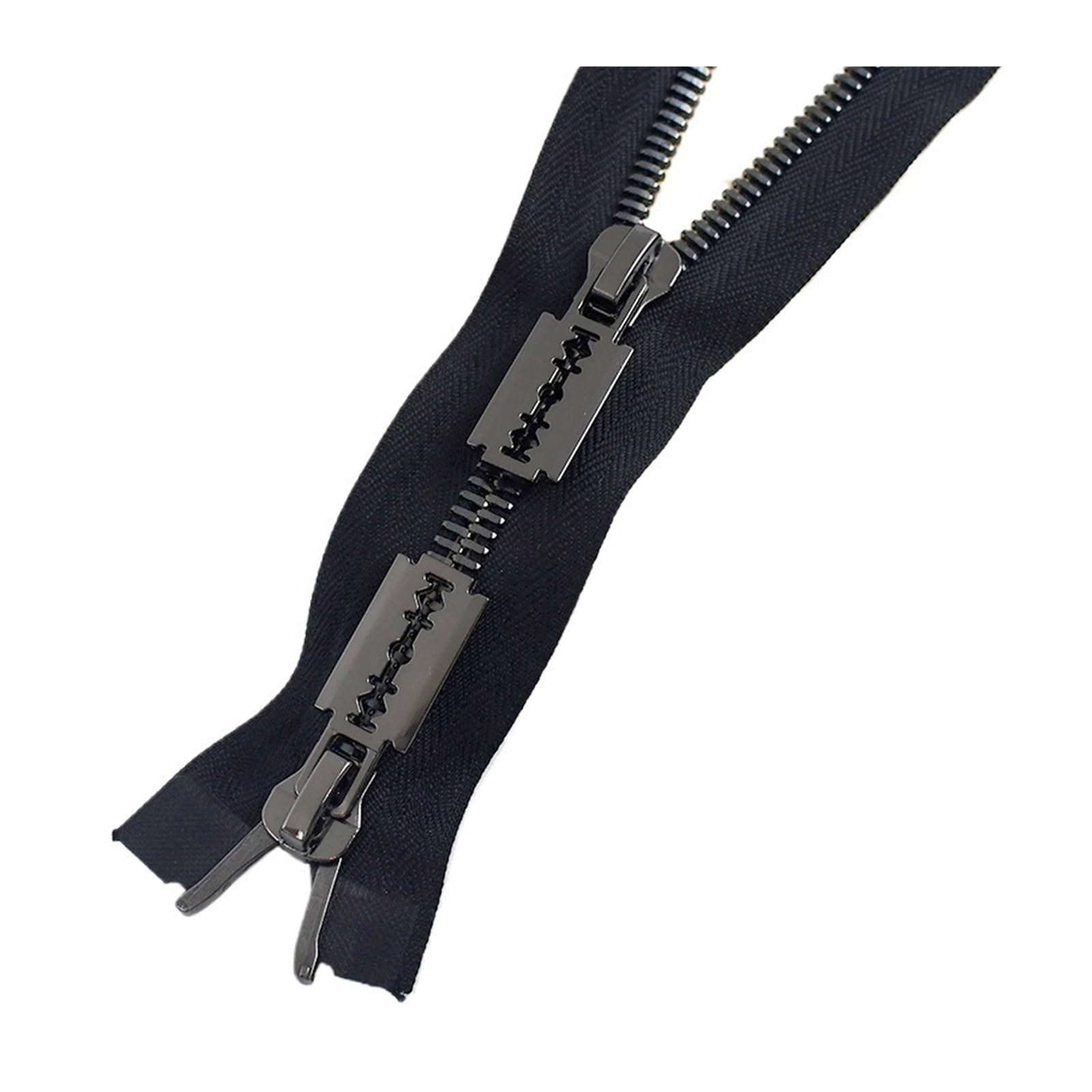 Cremallera De Dos VíAs 1 Cremallera Metálica Doble de 85/100/120 cm, 10#, bidireccional, grande, for chaquetas plumas y abrigos. Ideal for coser hacer manualidades(Black-120cm)