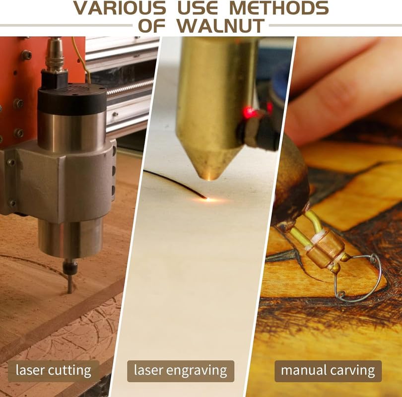 24 Pcs Walnut Wood Veneer MDF Board, 12 x 12 x 1/8 Inch - 3mm Thick Walnut Unfinished Wood Sheet for Laser Cutting & Engraving, School DIY Projects, Painting, Fretwork, CNC Cutting, and Wood Burning