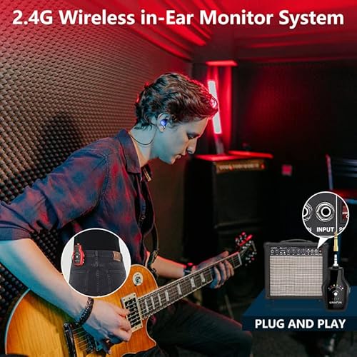 Kimafun 2.4G Wireless In Ear Monitor System, Wireless Iem System Earphone Headphone For Musicians, Singers And Djs, Drummers, Stage Performance, Band Rehearsal, Studio, Speakers, Pa(1Tx+4Rx) #TOP1