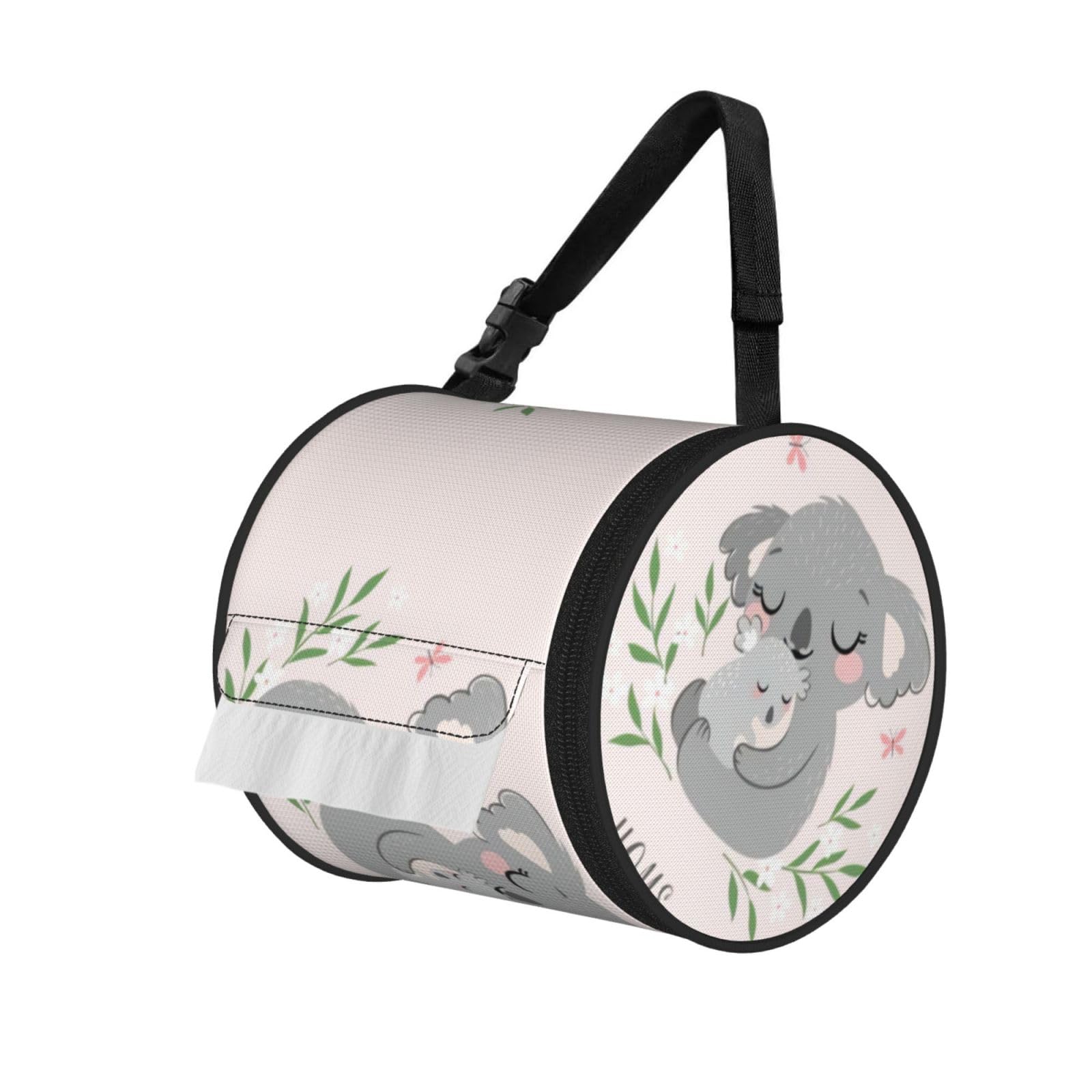 Cute Koala Mom Print Fashion Tissues Organizer Box, Hanging Tissue Holder For Purse Coins For Car Office Daily Outing