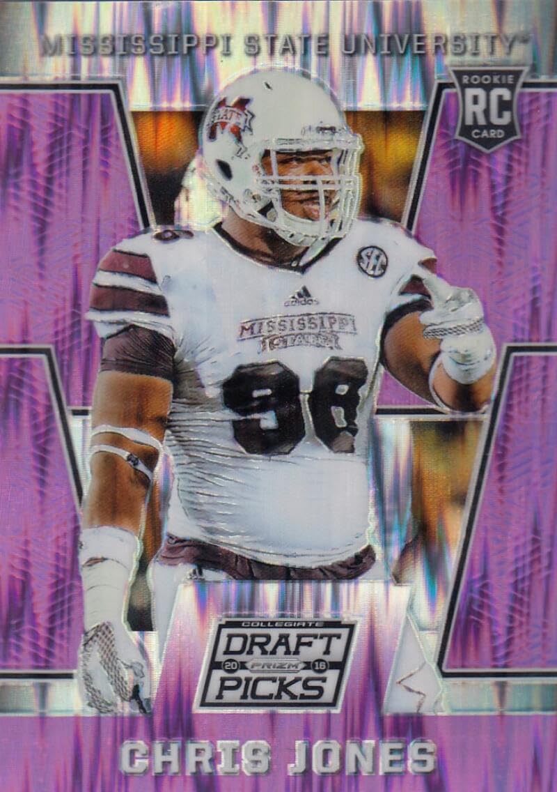 Football Trading Card 2016 Panini Prizm Collegiate Draft Picks Draft Picks Purple Flash Prizms #237 Chris Jones EX++ Excellent++ RC Rookie 62/99