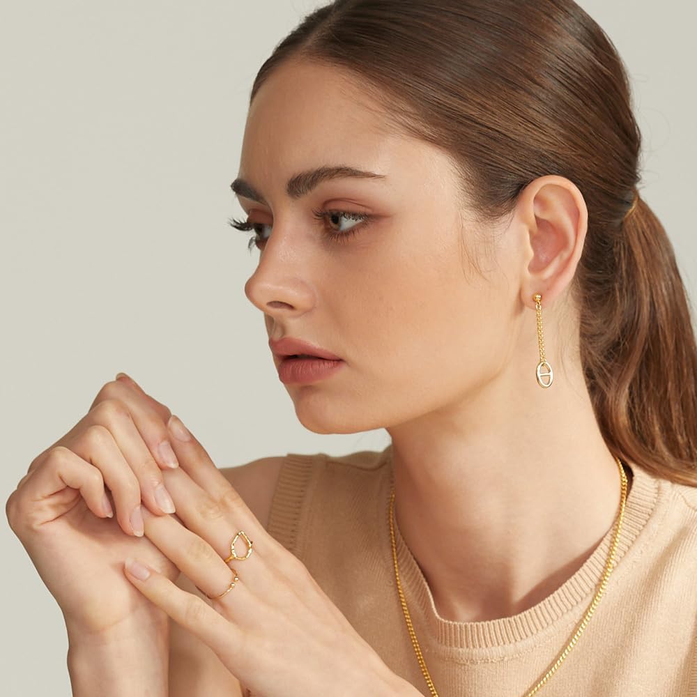 14K Gold Plated S925 Sterling Silver Post Lightweight Drop/Dangle Huggie Stud Earrings for Women | Ball Drop Earrings - Image 3