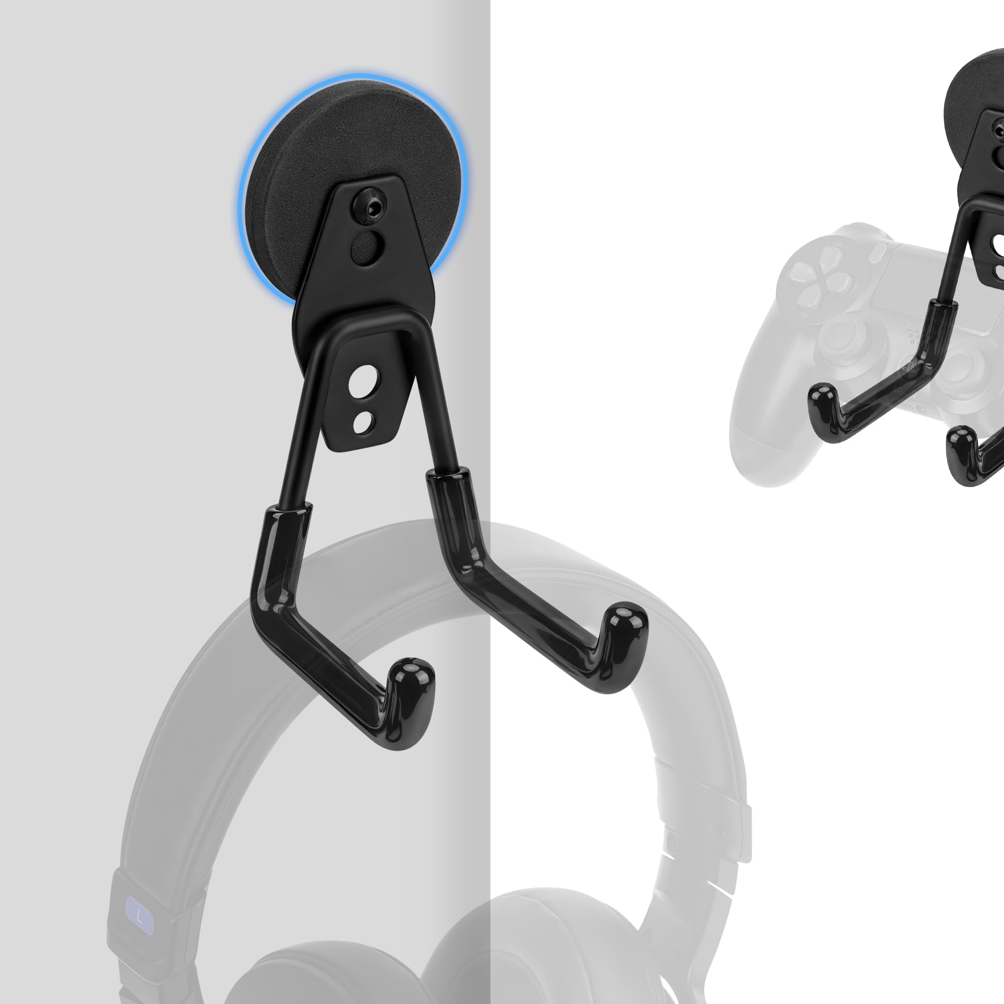 GEEKRIA Magnetic Headphone Holder, Headset Hooks, Gaming Controller Stand for PS5, PS4, Xbox One, Nintendo Switch, Compatible with Sennheiser, Bose, Beats, Razer, HyperX, Sony (Black)-image-39