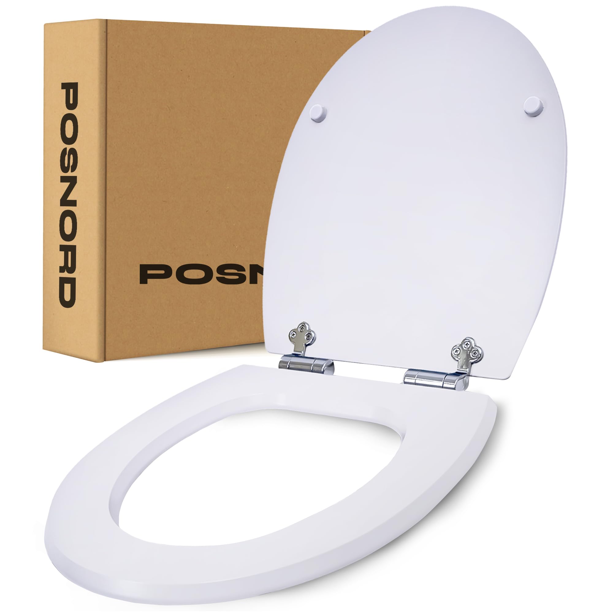 Copriwater Universale con Chiusura Rallentata, Tavoletta WC Universale in MDF, Sedile WC Soft Close con Sgancio Rapido, Asse WC Standard per Bagno - Bianco