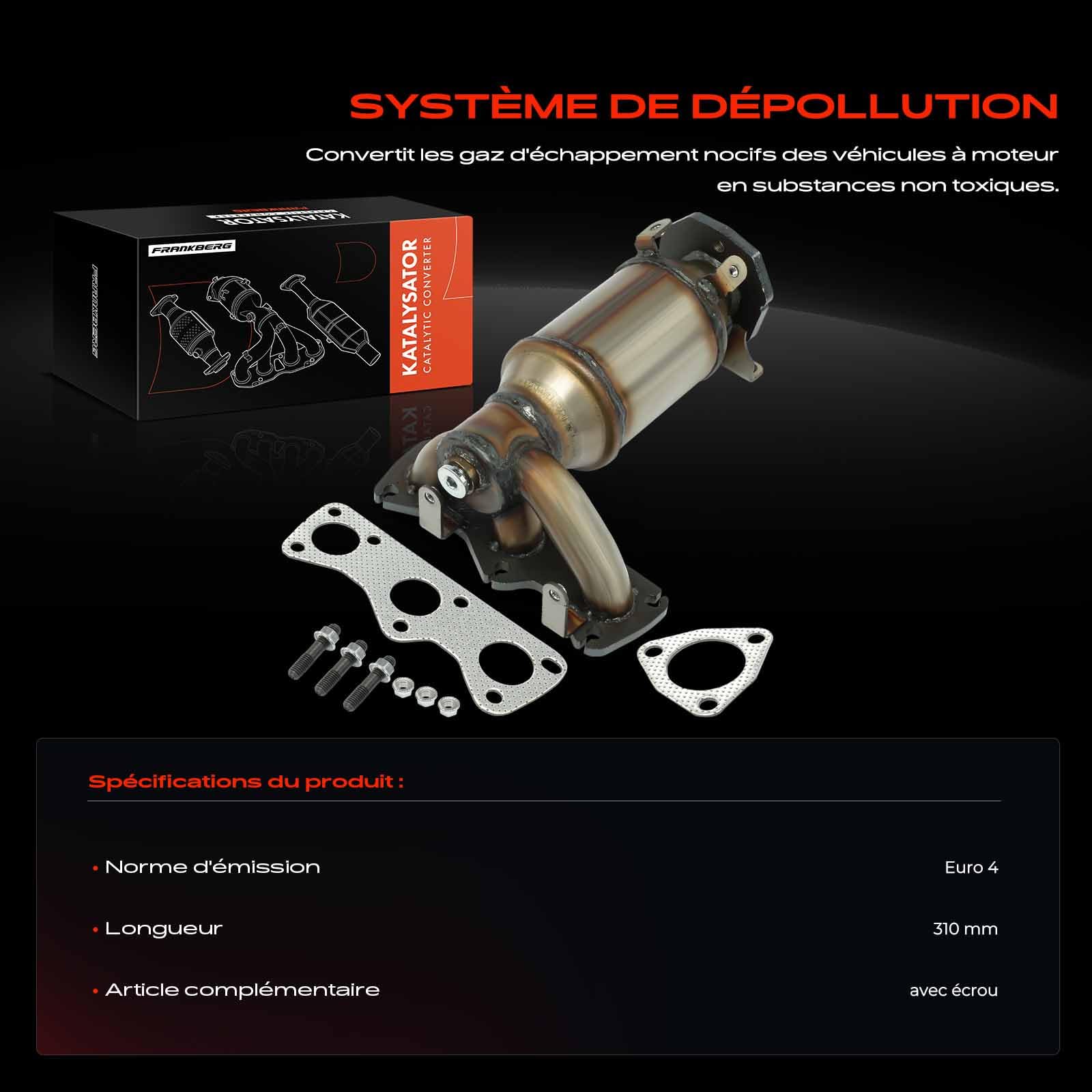 Frankberg Convertisseur catalytique essence avant 03D253020LX | Compatible avec: Polo 9A 9N, Fabia I 6Y2, Fabia II 542, Fabia I Combi 6Y5, Fabia I Salon 6Y3, Ibiza III 6L1