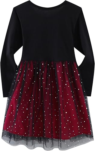 Miniatura 3 de HILEELANG Vestido de fiesta de Halloween para niña, de manga larga, tutú de tul, vestido de fiesta de princesa