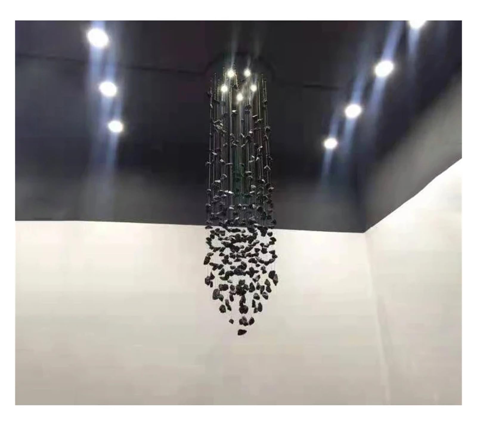 PCXEHUYP Black Art Stcrystal Chandelier for Staircase Hallway Lobby Modern Cristal Led Hanging Lamp Home Indoor Light Fixtures ﻿,Chandeliers/Cold Light/40Cm