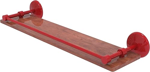 Miniatura 77 de Allied Brass RW-34/18 Retro Wave Collection - Estante de cristal de dos niveles de 18 pulgadas, gris mate Gris mate,Otoño Sparkle,Rojo (Fire Engine