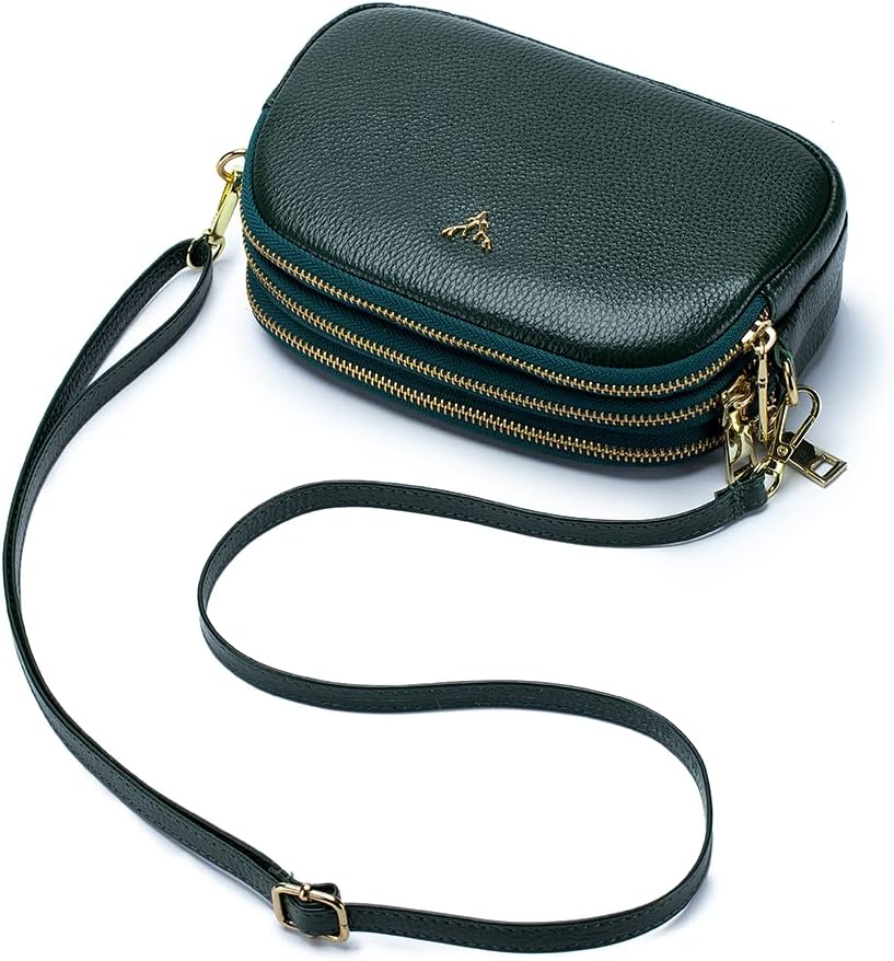 Small Crossbody Bags Genuine Leather Shoulder Handbags Trendy Design Cellphone Purses for Women and Girls