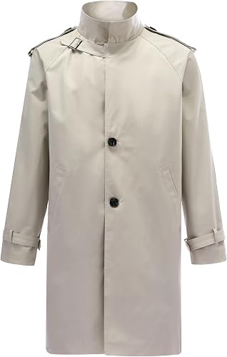 Allthemen Trench Homme Long d'affaires Simple Boutonnage Manteau Classique Casua