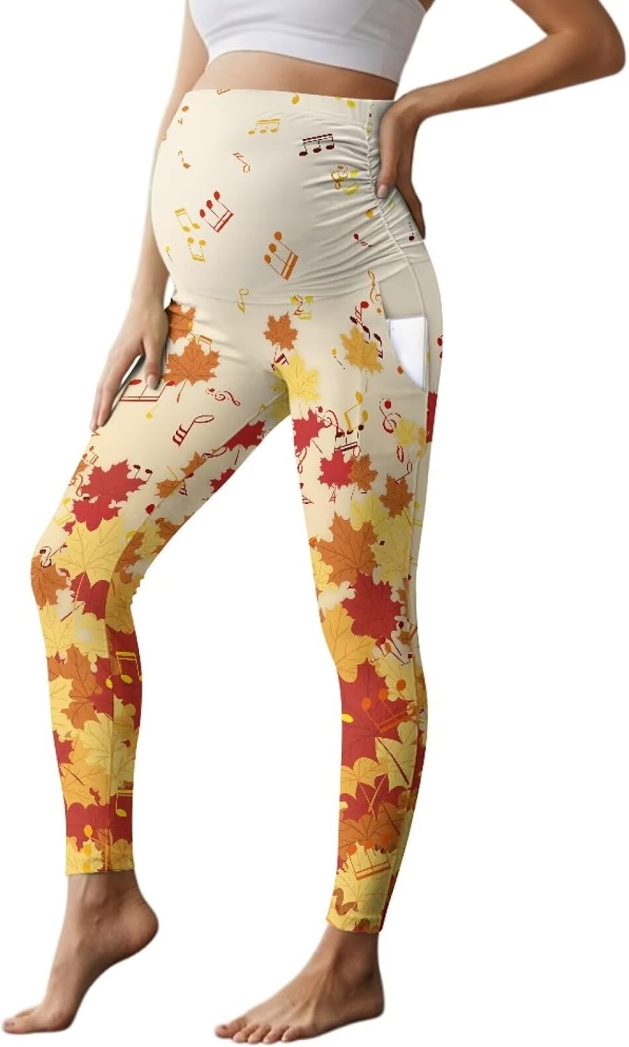 Women's Maternity Leggings Over The Belly Comfortable Pregnancy Yoga Pants Active Wear Workout Leggings with Pockets