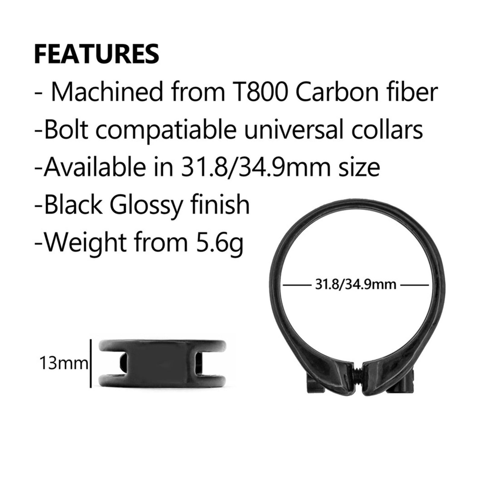 WDPASODYU Ultralight 6g Full Carbon Fiber +Screws Bike Seatposts Clamps Mountain Bike Road Bicycle Seat Post Clip 31.8/34.9mm Accessories(Color 31.8)