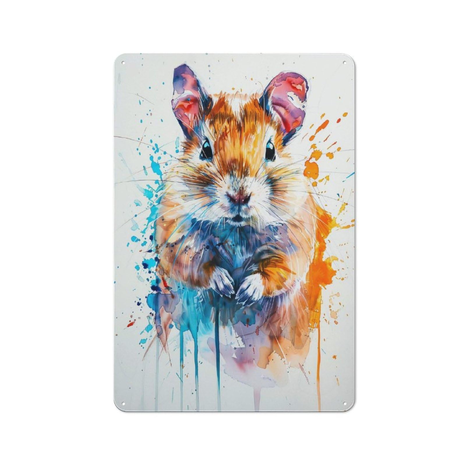 Junmoney Gerbil Watercolor Vintage Metal Wall Decor 30X20cm, Tin Wall Sign For Restaurant, Kitchen, Counter Or Breakfast Nook