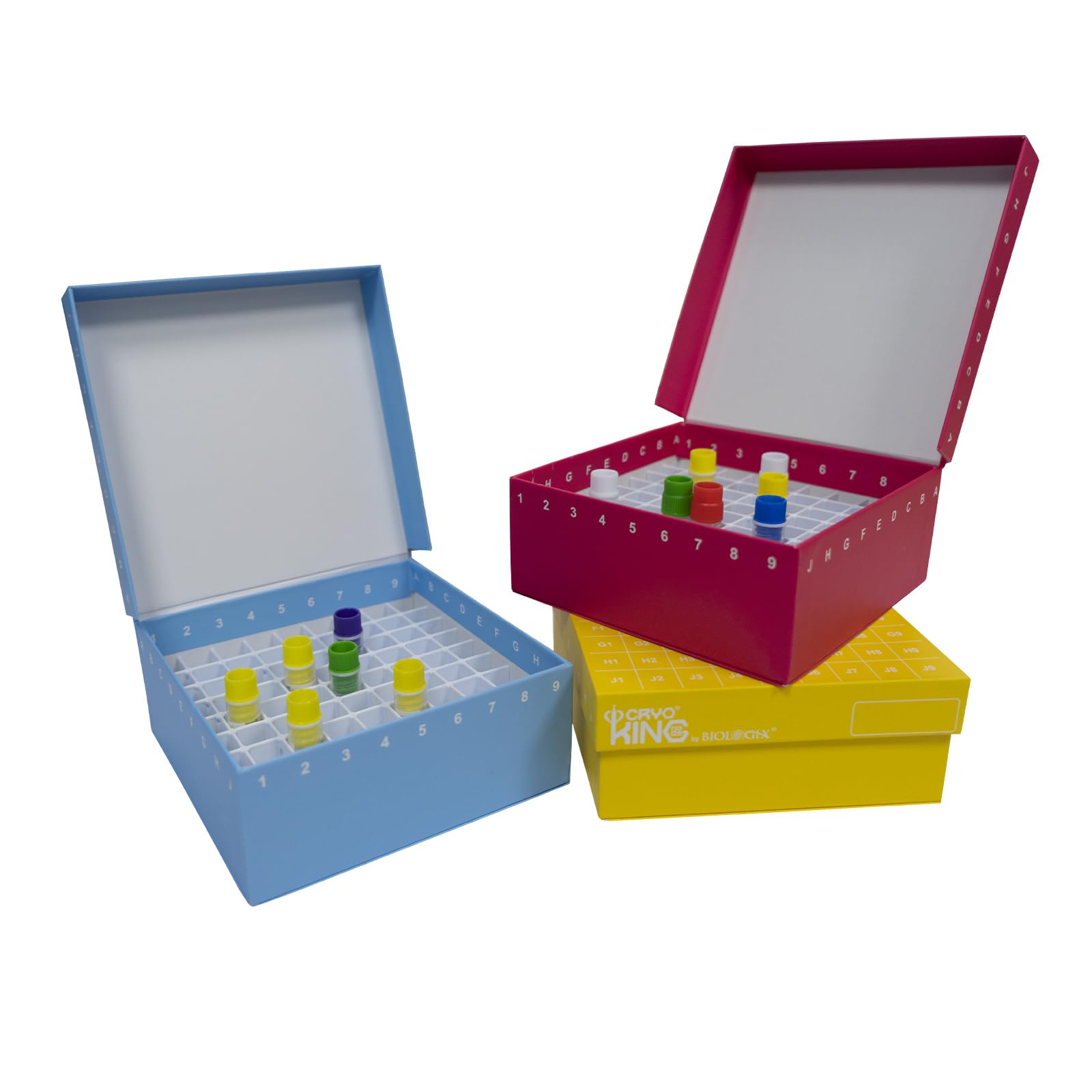 ID-Color Cajas de cartón para congelador, 81 pozos, 2 pulgadas, 5/bolsa, 4 bolsas/caja