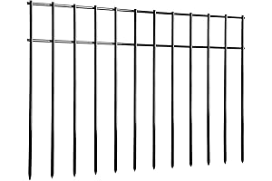 Adavin 25ft Black Metal Barrier Fence - Stops Dogs from Digging Holes