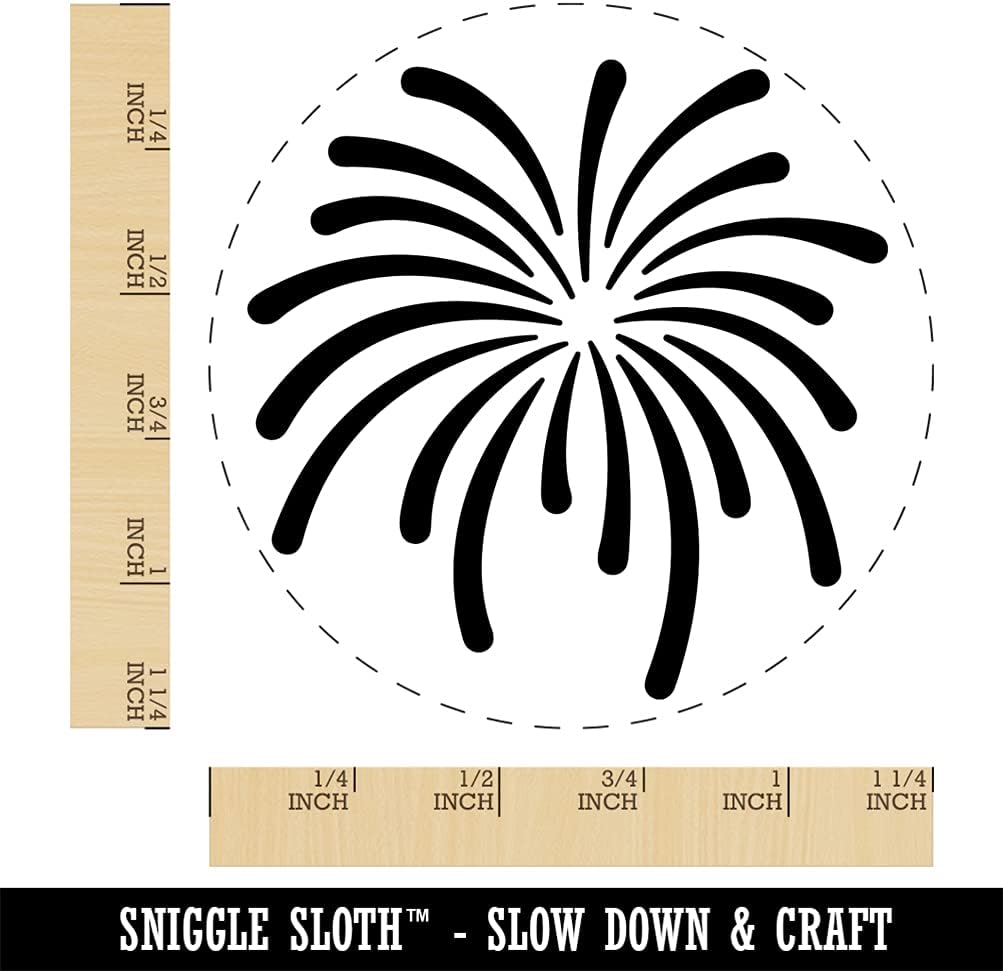 Firework Fourth of July Self-Inking Rubber Stamp Ink Stamper for Stamping Crafting Planners - 1-1/2 Inch Large - Blue Ink