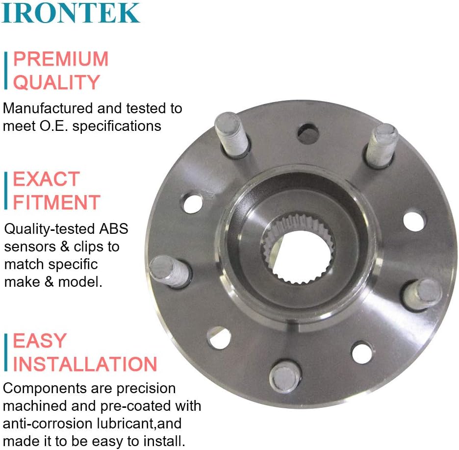 IRONTEK Front Wheel Hub and Bearing Assembly fits for 97-03 Chevrolet Malibu, 04-05 Classic, 99-05 Grand Am, 99-04 Alero, 97-99 Cutlass Left and Right Side w/ABS 5 Lugs 2 PCS 513137