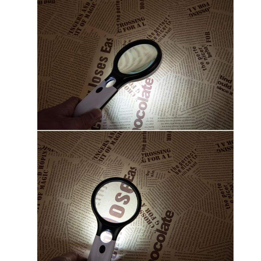 Lupa de Mano de 10X/45X con 2 Lentes de Lectura Ultra HD de luz LED para Lectura Nocturna, de Mano de 85 mm