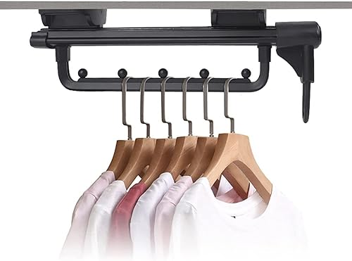 DarbuT Extendable Clothes Rail - Sliding Wardrobe Closet Rod, Adjustable 25-46 Cm Clothes Rail Wardrobe, Hanger Extendable Trouser Hanger, for