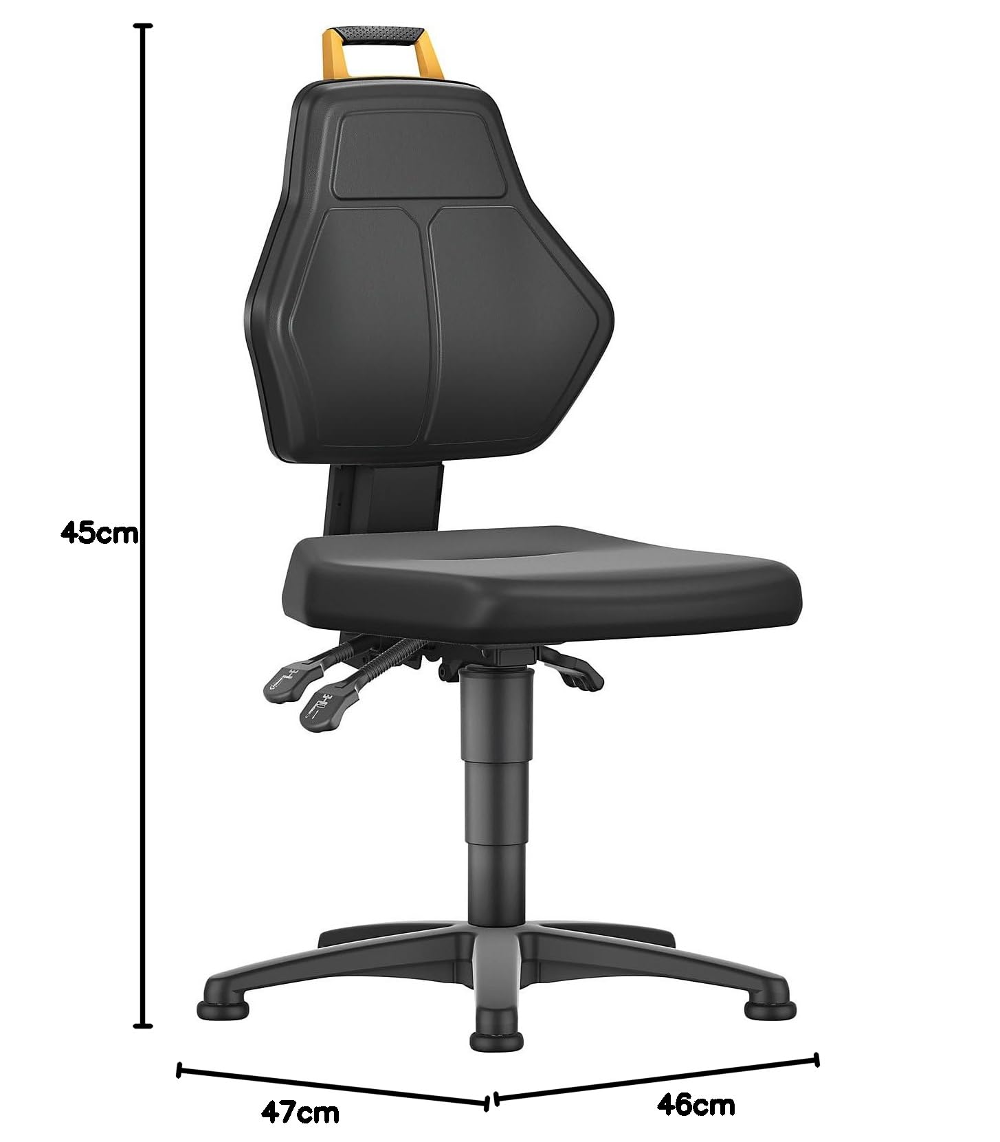 eurokraft pro | Arbeitsdrehstuhl | Schwarz, mit Bodengleitern, Kunstlederbezug