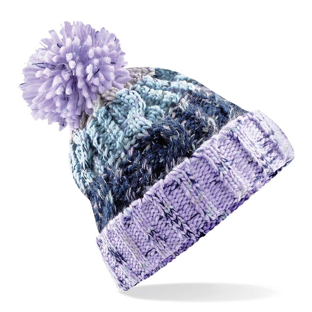 ASVP Shop Corkscrew Cable Knitted Bobble Hat Plain Boys Girls Beanie Warm Winter Pom Wooly Cap (Lavender Fizz, Infant)