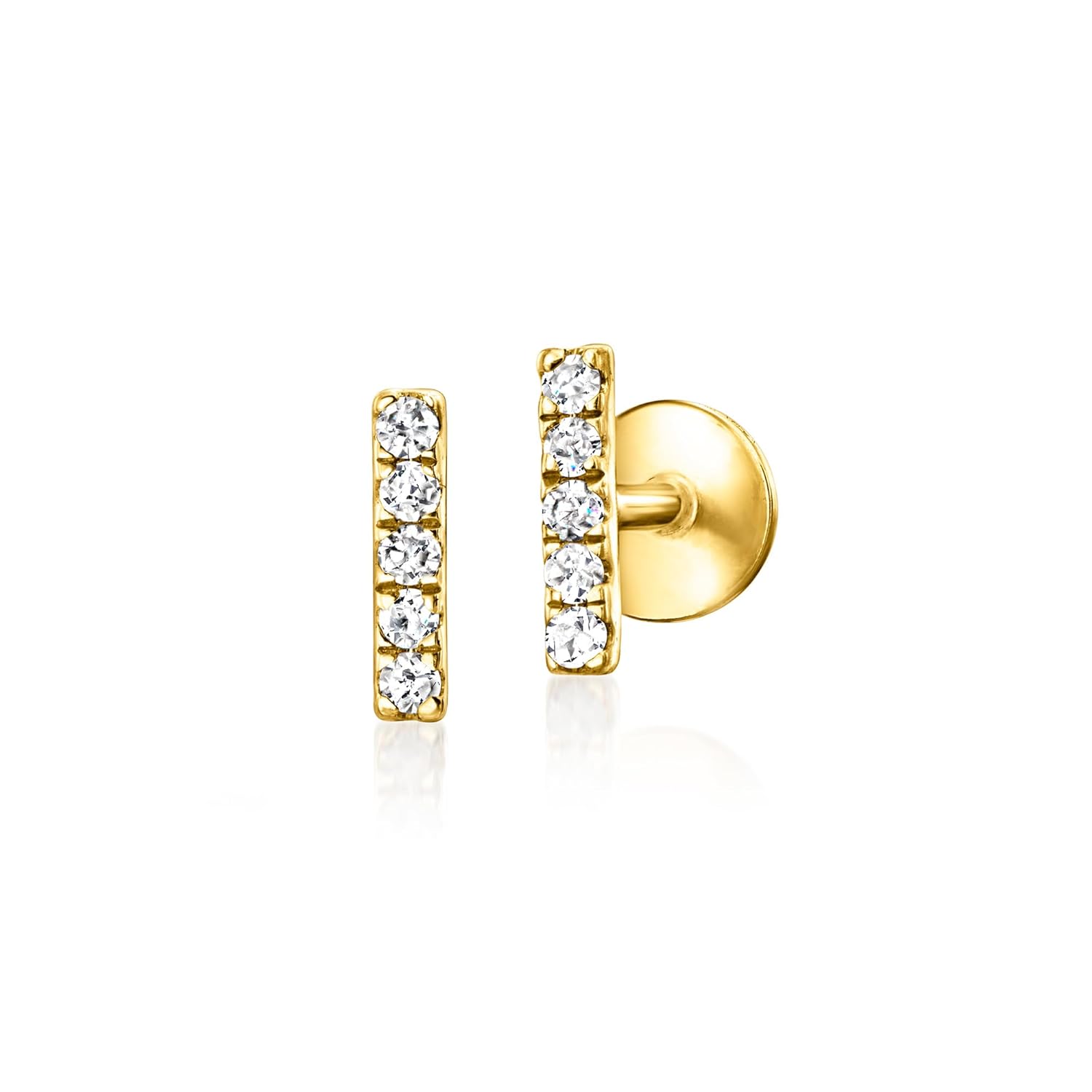 Pure Collection by Ross-Simons Diamond Bar Flat-Back Stud Earrings in 14kt Yellow Gold