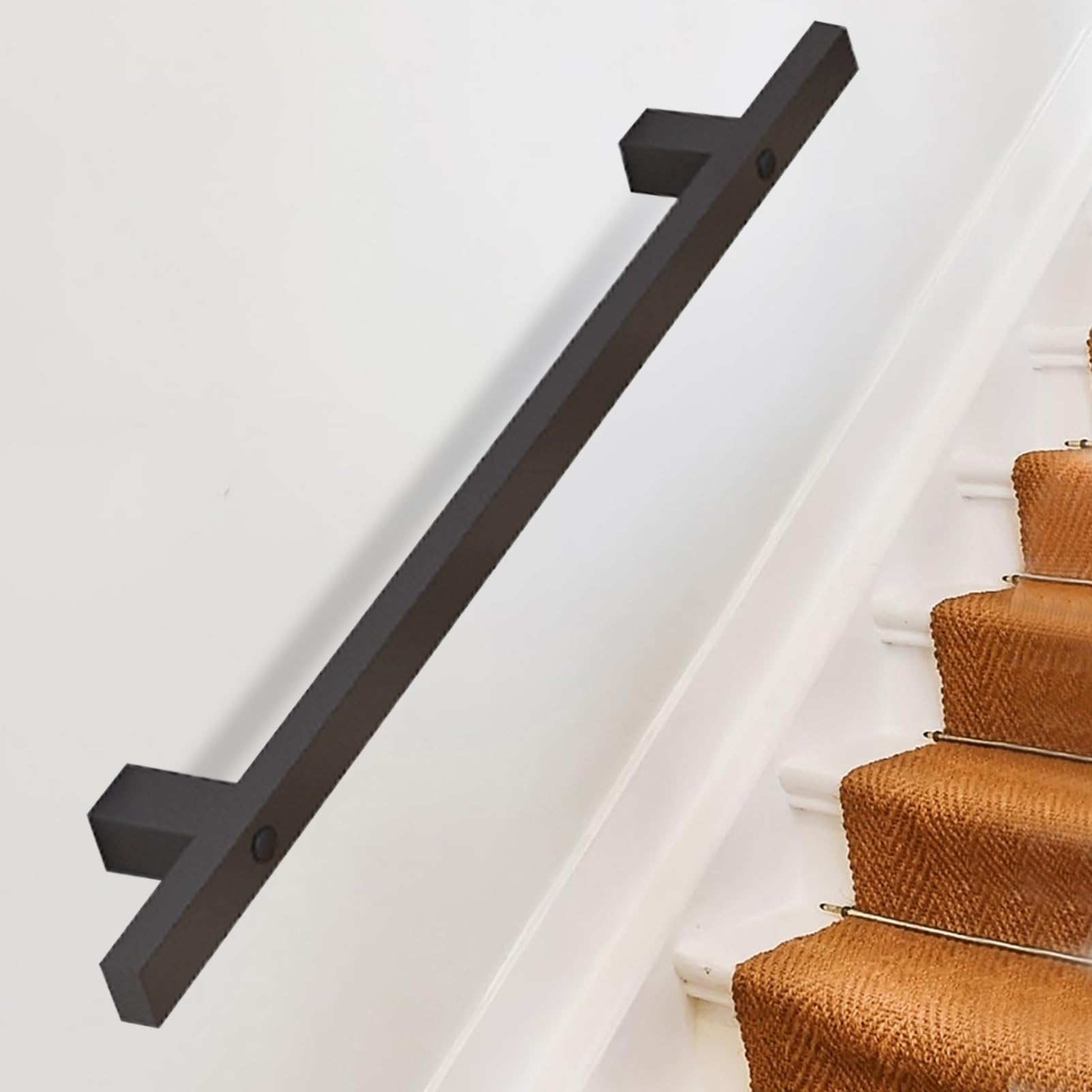 Rampe d'escalier en fer forgé noir de 4m pour sécurité intérieure et extérieure
