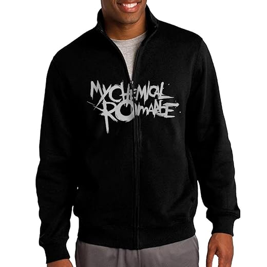 BAfunn Men's My Love Chemical Romance Baseball Zipper Sweatshirts Jacket Black