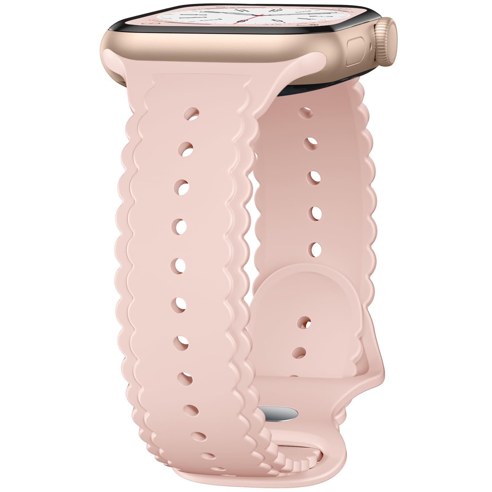 Dirrelo Lace Silicone Band Compatible with Apple Watch Bands Women 40mm 41mm 38mm 44mm 46mm 45mm 42mm 49mm, Soft Solace Wristband Replacement Strap