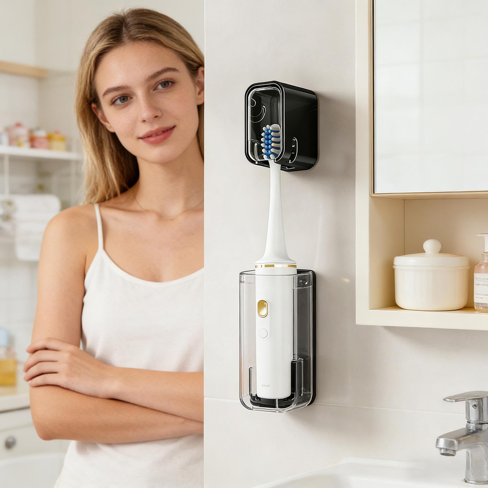 Portaspazzolini da Parete Organizer adesivo per spazzolini | Portaspazzolino da Parete per Bagno per superficie del mobile specchio doccia appartamento dormitorio camper campeggio hotel
