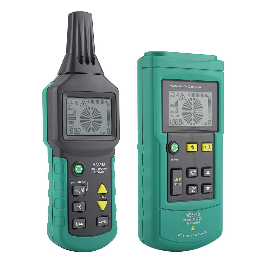 Walfront MS6818 Localizador de cable de alambre 125KHz Detector de tubería de metal Tester Line Tracker 12V a 400V AC/DC