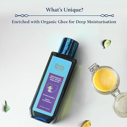 Miniatura 2 de Blue Nectar Aceite ayurvédico para el cabello del bebé con ghee orgánico, aceite de almendras, aceite de coco y aceite de oliva para cabello y cuero