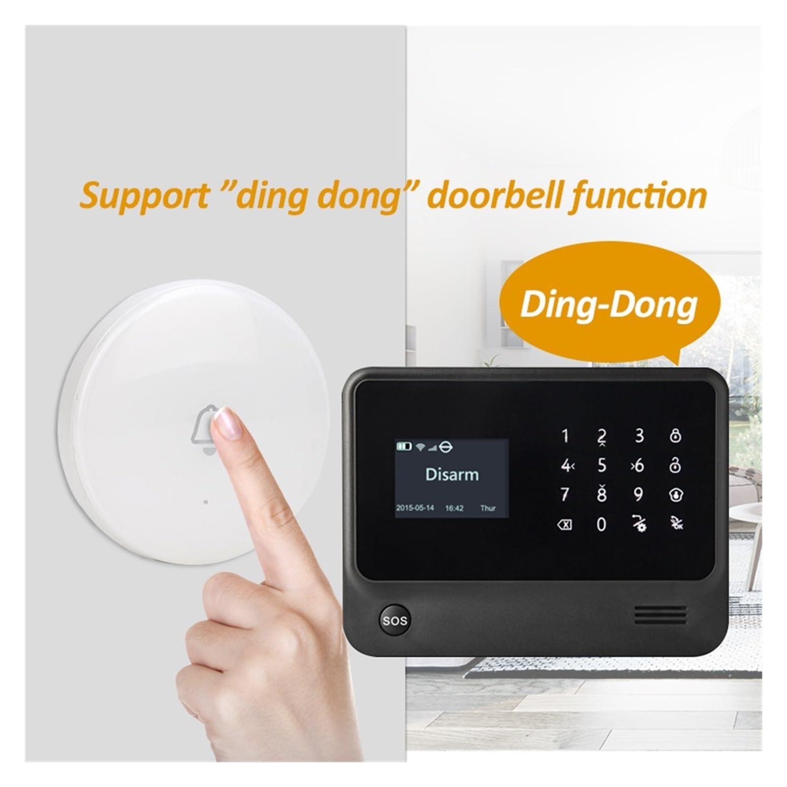 Sistemi Sicurezza Casa Di Allarme WIFI GSM Sicurezza Domestica Controllo APP Cablato Rilevatore PIR Immunitario For Animali Domestici Kit Fai Da Te(Black host)