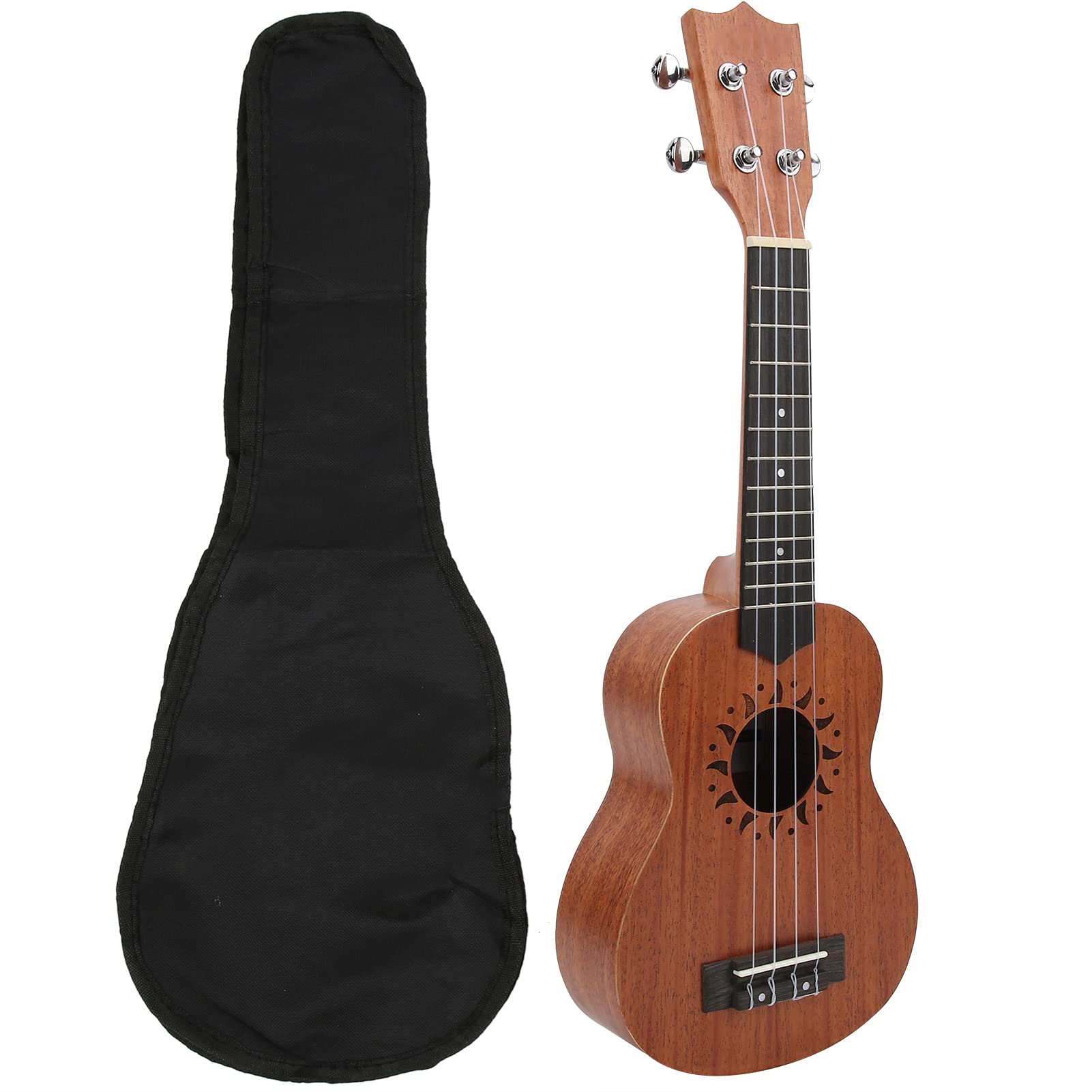 Chitarra in Legno Sapele di Alta qualità a 4 Corde Ukulele da 21 Pollici con Supporto Pieghevole per Principianti, Bambini e Adulti