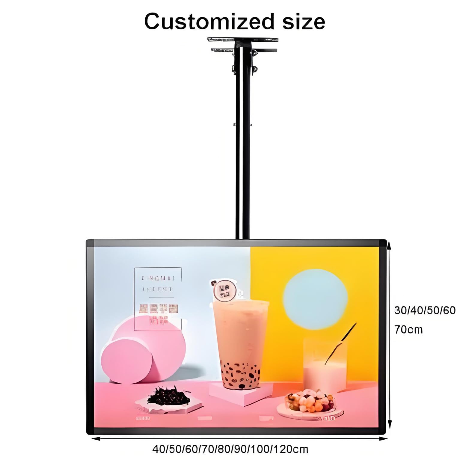 Reproductor Multimedia publicitario con USB para señalización Digital o TV, Pantalla inalámbrica con función para Compartir Fotos, Formato Horizontal/Vertical, 50 x 60 cm (Vertical