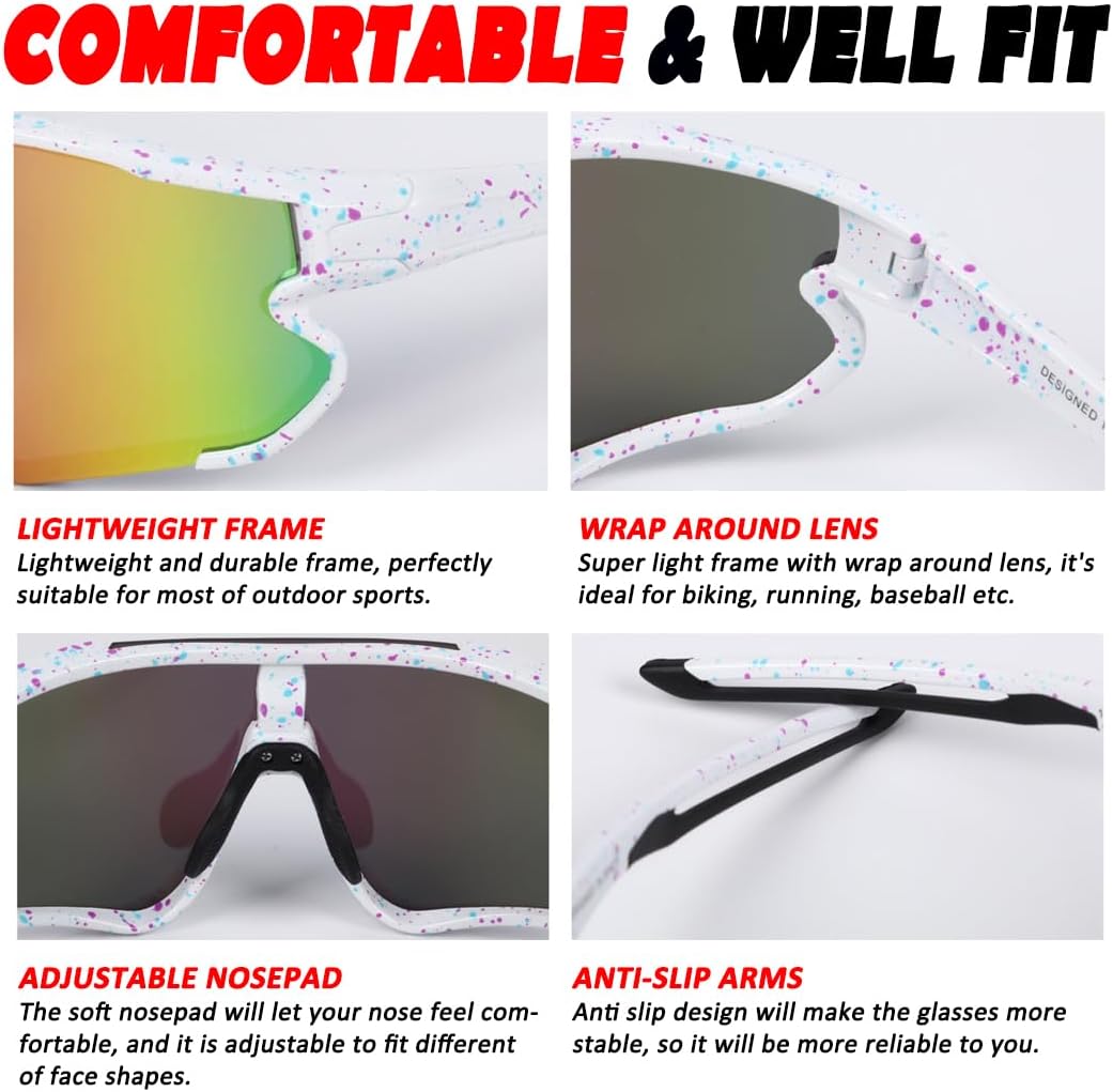 ITSCOOL Polarized Sports Sunglasses for Men Women Lightweight Softball Baseball Running Cycling Glasses UV Protection - Image 4