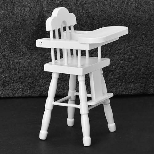 Miniatura 6 de LIZEALUCKY Silla de casa de muñecas 112, modelo de silla alta infantil, silla alta de madera, accesorios para casa de muñecas, el mejor regalo para