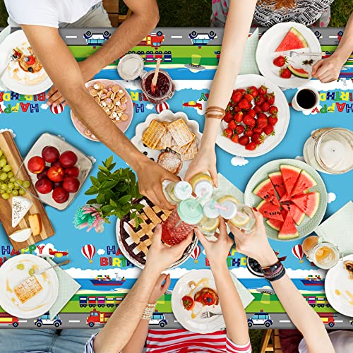 Wiooffen 3 Pcs Transportation Birthday Tablecloths Traffic Party Supplies Transport Vehicle Table Cover Disposable Car Truck Tablecloth Plastic Decorations For Kids Birthday Party Favors #TOP5