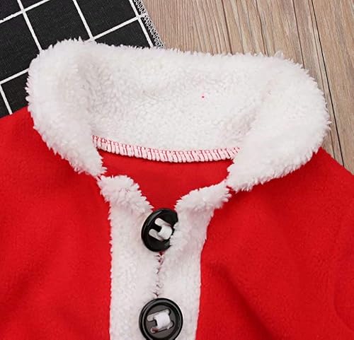 Miniatura 4 de LOTUCY Unisex para bebé 4 piezas cálido para Navidad Papá Noel forro polar abrigo pantalones sombrero zapatos ropa de Año Nuevo