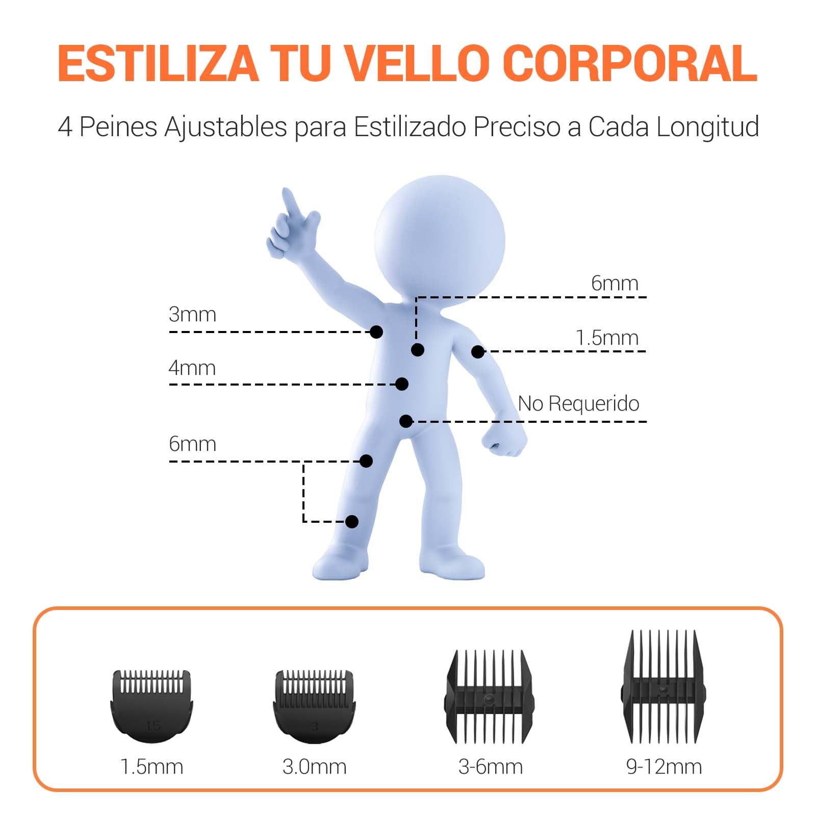MANSPOT Afeitadora Corporal Masculina, Depiladora Corporal Hombre con Cuchilla de Cerámica Desmontable, IPX7 Resistente al Agua, Seco y Húmedo, para Axilas, Pecho, Piernas y Genitales