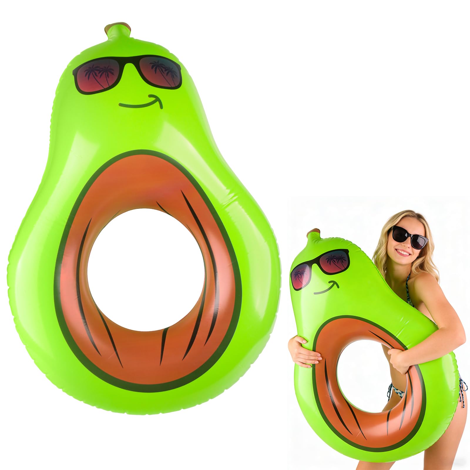 Galleggiante gonfiabile avocado, 110 cm, galleggiante gonfiabile per piscina avocado, giocattolo galleggiante per bambini e adulti