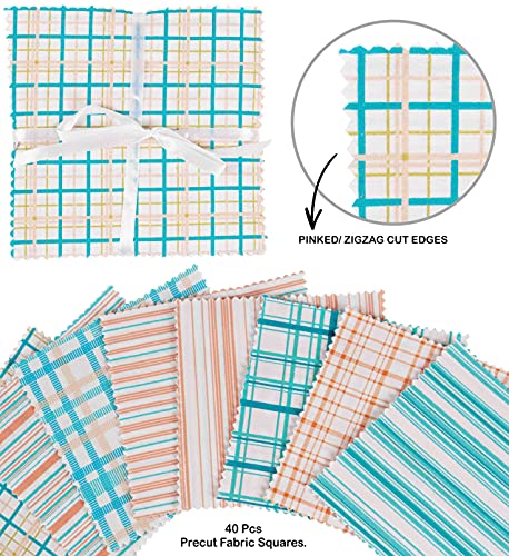 Coton quilting carres coupons pre-coupes pour patchwork facile aqua bleu