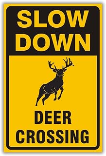 Slow Down "Deer Crossing" sign, 12 x 8 Inches, 120 Mil Plastic, UV Protected, Weather Resistant, Waterproof, Durable Ink, Easy To Mount