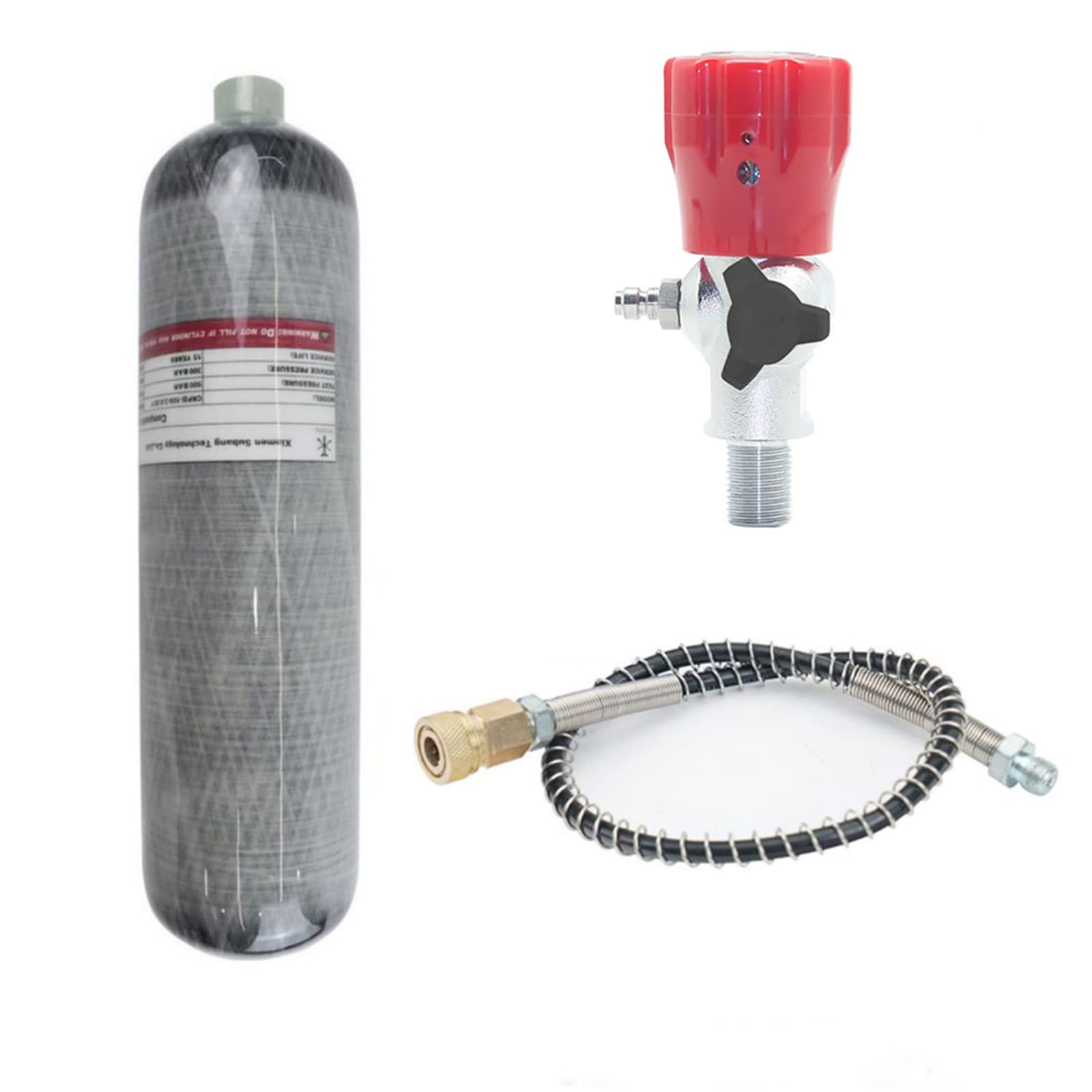TUXING 3L PCP Air Tank 4500psi Paintball Filling Station with Pressure Gauge Valve Regulator Gauge for PCP Air Rifles Scuba