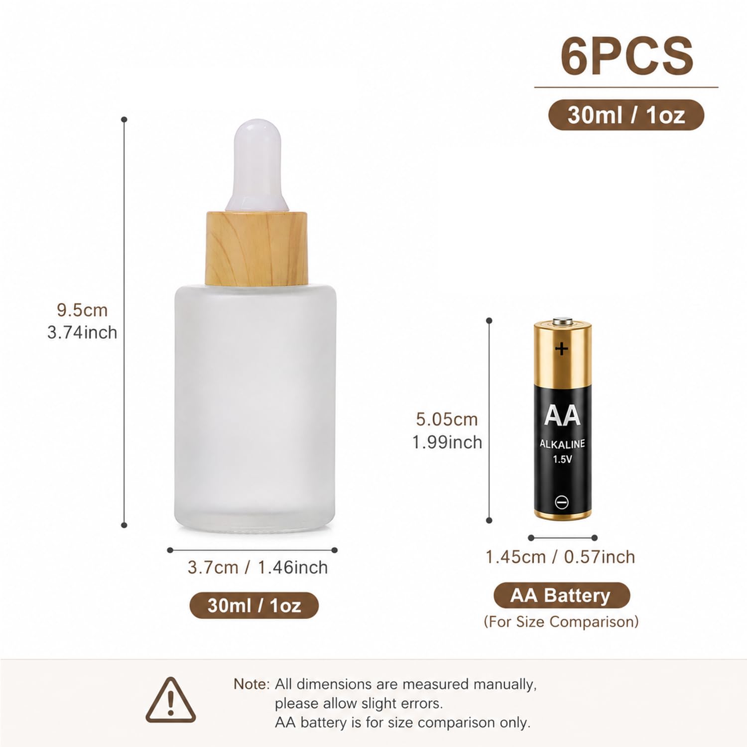 Lot de 12 flacons compte-gouttes en verre dépoli de 30 ml pour huiles essentielles avec bouchons en bois vides avec couvercles en bois pour voyage, maison, magasin