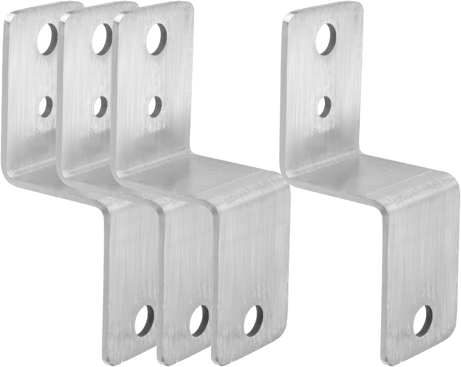 4pcs Z Brackets 2" × 1.5" Door Barricade Brackets Silver Double Angle Brace Stainless Steel Drop Open Bar Holders 90° Shelf Bracket for Furniture Garage Barn Gate